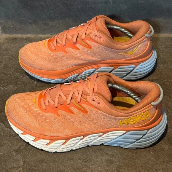 HOKA One One Gaviota 4 Women’s 12B Coral Orange Running Shoes Gorpcore Comfort - Picture 3 of 15